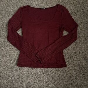 Papermoon Burgundy Striped Long Sleeve Tee